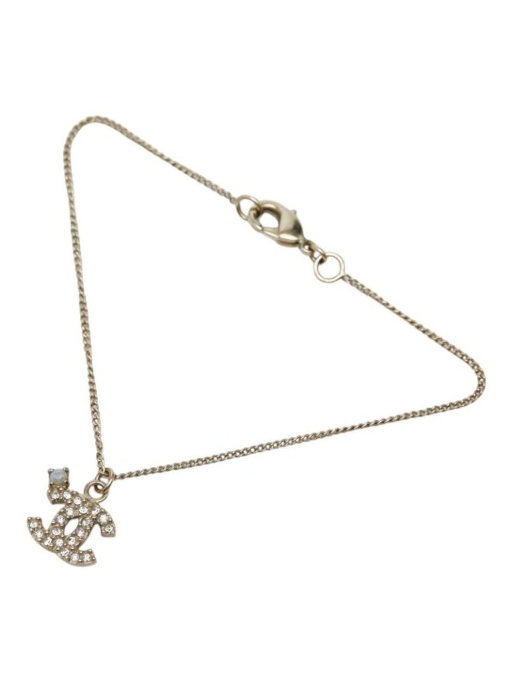 Chanel CC Logo Bracelet Gold Plated Faux Pearl Line Stone - Picture 1 of 7